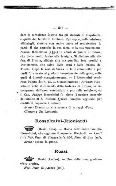 Il libro d'oro della Toscana pubblicazione dell'Ufficio araldico, Archivio genealogico di Firenze