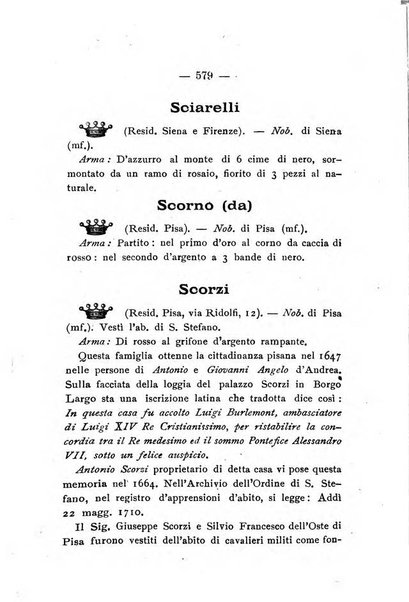 Il libro d'oro della Toscana pubblicazione dell'Ufficio araldico, Archivio genealogico di Firenze