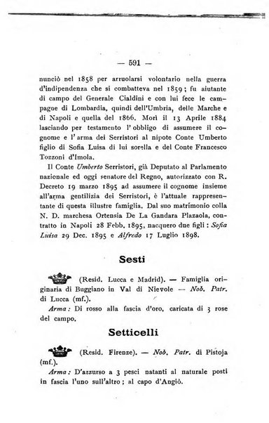 Il libro d'oro della Toscana pubblicazione dell'Ufficio araldico, Archivio genealogico di Firenze