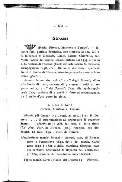 Il libro d'oro della Toscana pubblicazione dell'Ufficio araldico, Archivio genealogico di Firenze