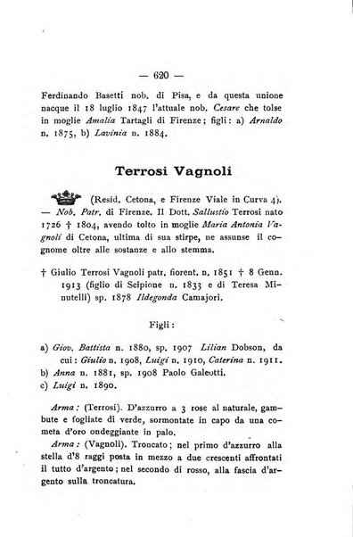 Il libro d'oro della Toscana pubblicazione dell'Ufficio araldico, Archivio genealogico di Firenze