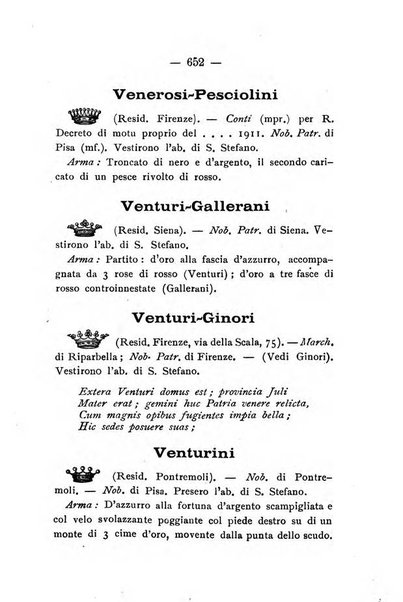 Il libro d'oro della Toscana pubblicazione dell'Ufficio araldico, Archivio genealogico di Firenze