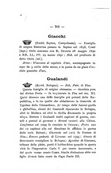 Il libro d'oro della Toscana pubblicazione dell'Ufficio araldico, Archivio genealogico di Firenze