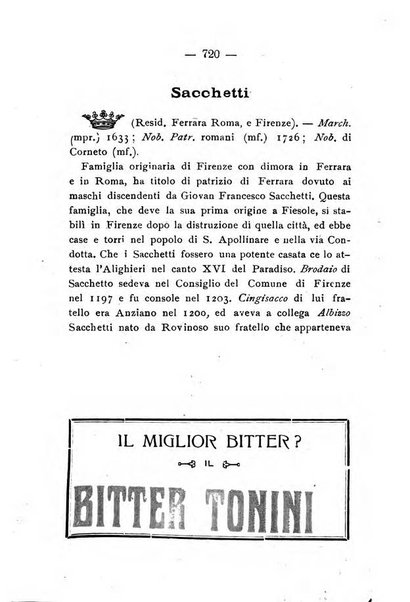 Il libro d'oro della Toscana pubblicazione dell'Ufficio araldico, Archivio genealogico di Firenze