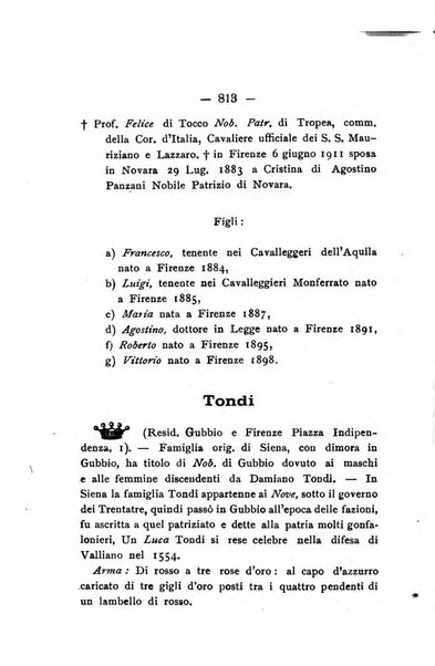 Il libro d'oro della Toscana pubblicazione dell'Ufficio araldico, Archivio genealogico di Firenze