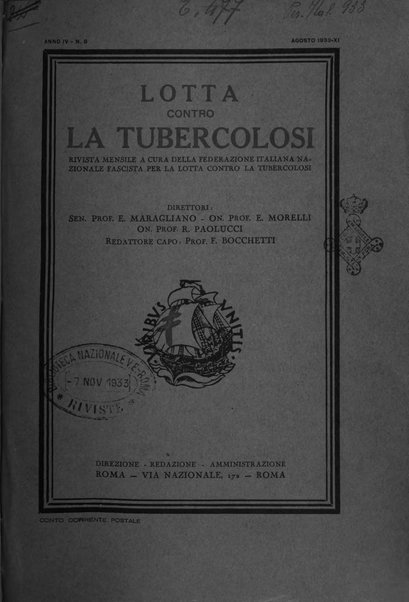 Lotta contro la tubercolosi rivista mensile