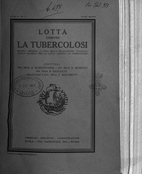 Lotta contro la tubercolosi rivista mensile