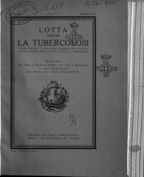 Lotta contro la tubercolosi rivista mensile