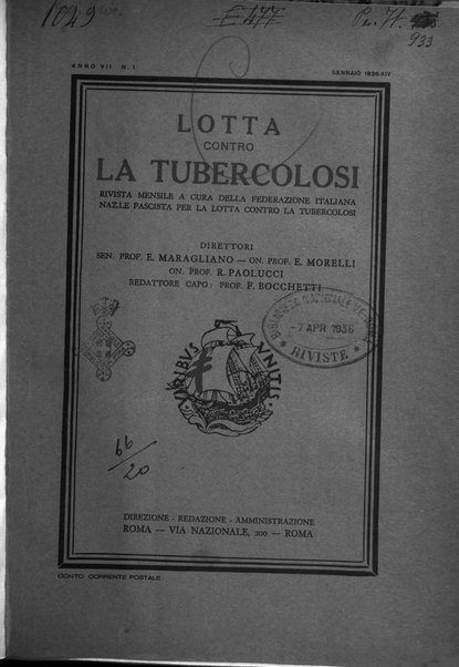 Lotta contro la tubercolosi rivista mensile