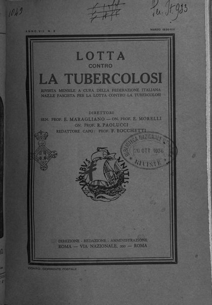 Lotta contro la tubercolosi rivista mensile