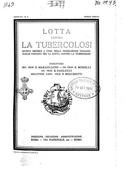 Lotta contro la tubercolosi rivista mensile