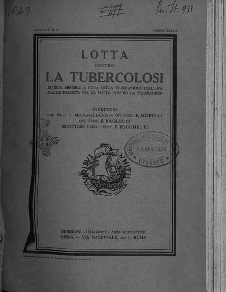 Lotta contro la tubercolosi rivista mensile