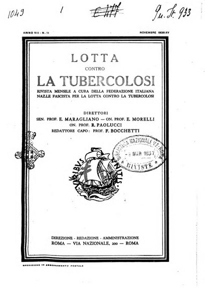 Lotta contro la tubercolosi rivista mensile