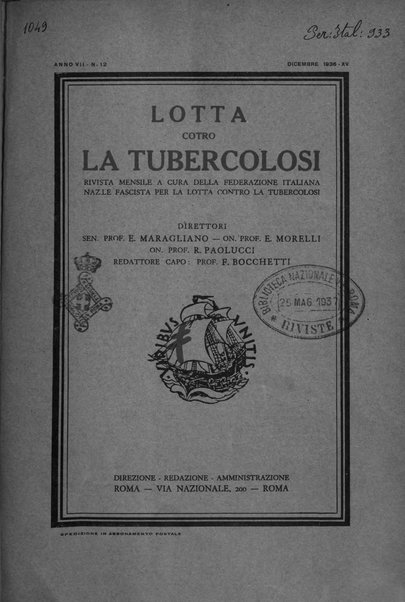 Lotta contro la tubercolosi rivista mensile