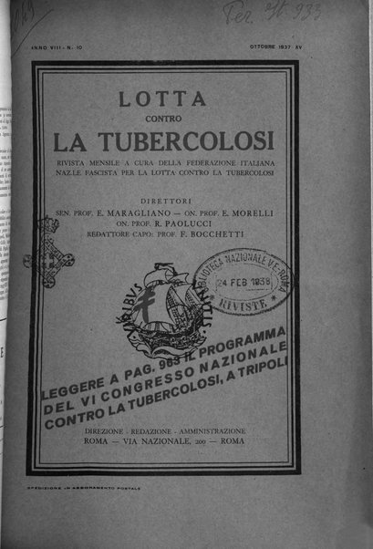 Lotta contro la tubercolosi rivista mensile