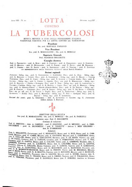 Lotta contro la tubercolosi rivista mensile