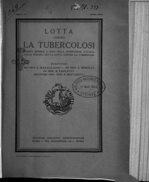 Lotta contro la tubercolosi rivista mensile