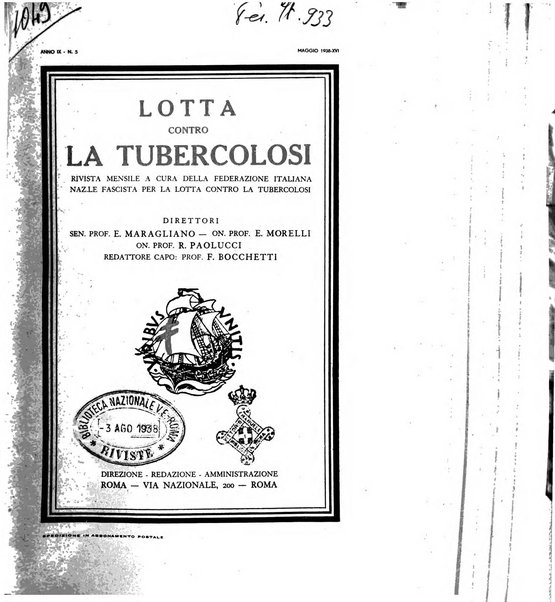 Lotta contro la tubercolosi rivista mensile