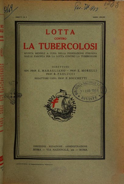 Lotta contro la tubercolosi rivista mensile