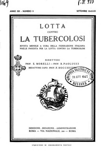 Lotta contro la tubercolosi rivista mensile