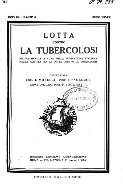 Lotta contro la tubercolosi rivista mensile