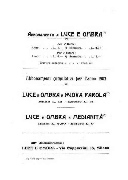 Luce e ombra rivista mensile illustrata di scienze spiritualistiche