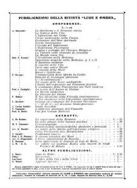 Luce e ombra rivista mensile illustrata di scienze spiritualistiche