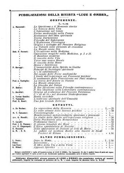 Luce e ombra rivista mensile illustrata di scienze spiritualistiche