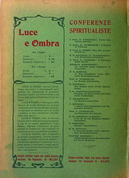 Luce e ombra rivista mensile illustrata di scienze spiritualistiche