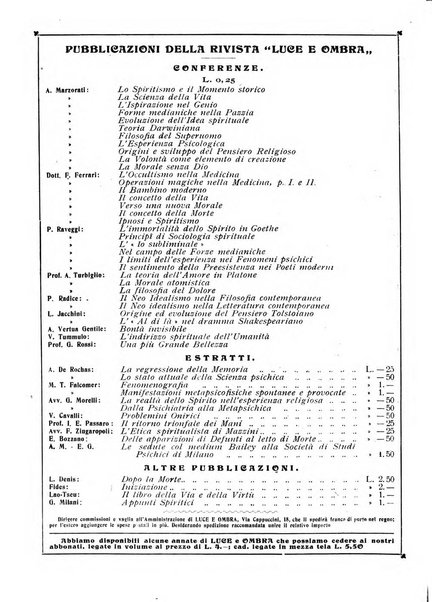 Luce e ombra rivista mensile illustrata di scienze spiritualistiche