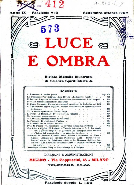 Luce e ombra rivista mensile illustrata di scienze spiritualistiche