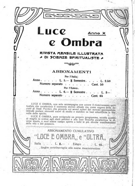 Luce e ombra rivista mensile illustrata di scienze spiritualistiche