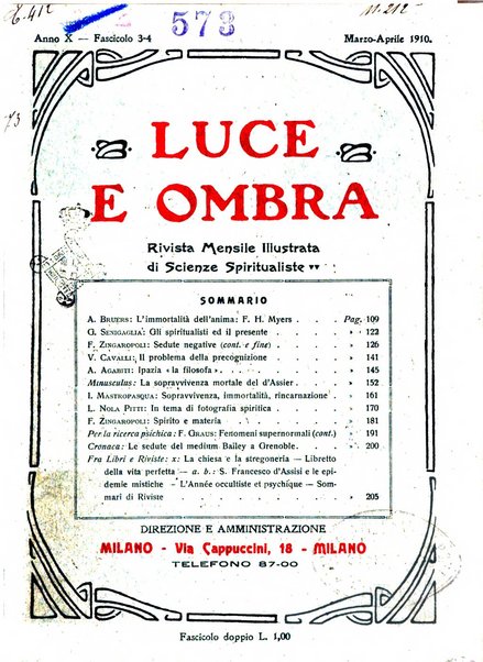 Luce e ombra rivista mensile illustrata di scienze spiritualistiche