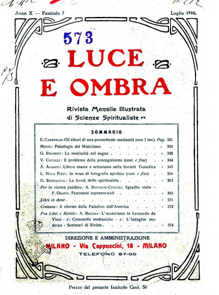 Luce e ombra rivista mensile illustrata di scienze spiritualistiche