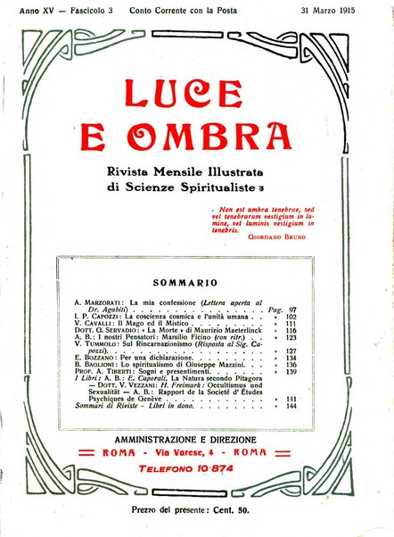 Luce e ombra rivista mensile illustrata di scienze spiritualistiche