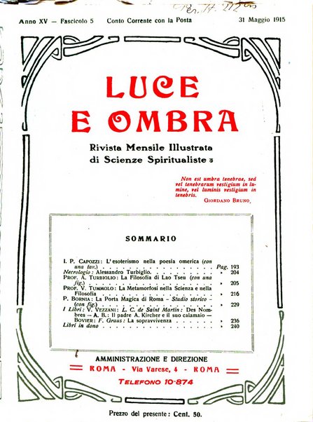 Luce e ombra rivista mensile illustrata di scienze spiritualistiche