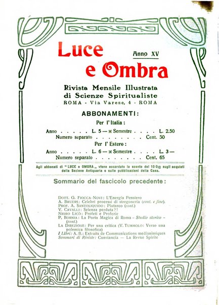 Luce e ombra rivista mensile illustrata di scienze spiritualistiche