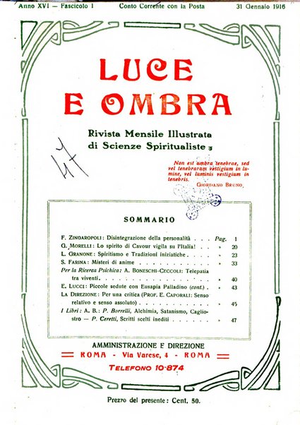 Luce e ombra rivista mensile illustrata di scienze spiritualistiche