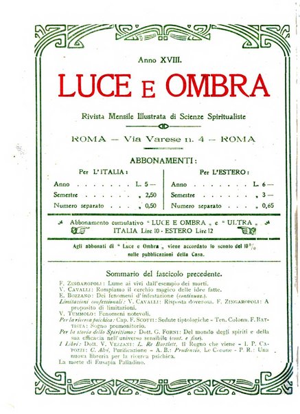 Luce e ombra rivista mensile illustrata di scienze spiritualistiche