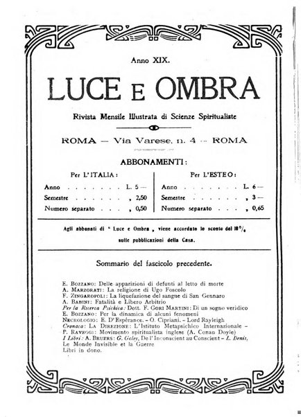 Luce e ombra rivista mensile illustrata di scienze spiritualistiche