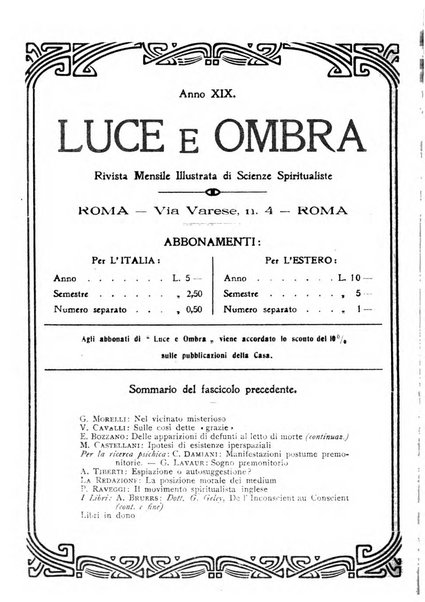 Luce e ombra rivista mensile illustrata di scienze spiritualistiche