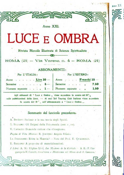 Luce e ombra rivista mensile illustrata di scienze spiritualistiche