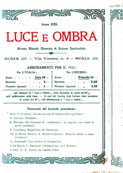 Luce e ombra rivista mensile illustrata di scienze spiritualistiche