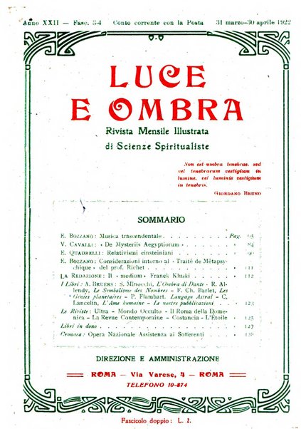 Luce e ombra rivista mensile illustrata di scienze spiritualistiche