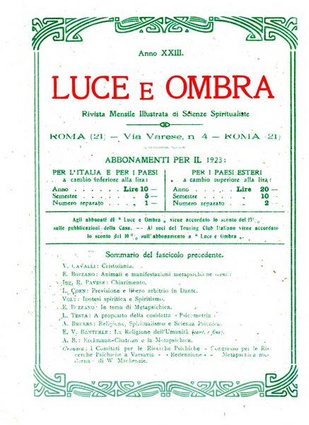 Luce e ombra rivista mensile illustrata di scienze spiritualistiche