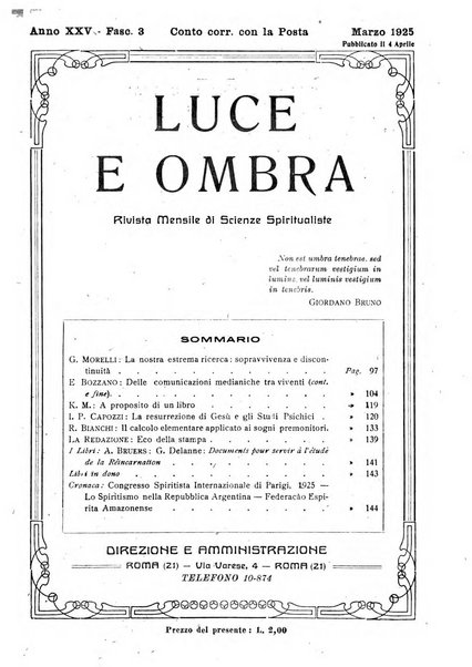 Luce e ombra rivista mensile illustrata di scienze spiritualistiche