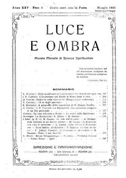 Luce e ombra rivista mensile illustrata di scienze spiritualistiche