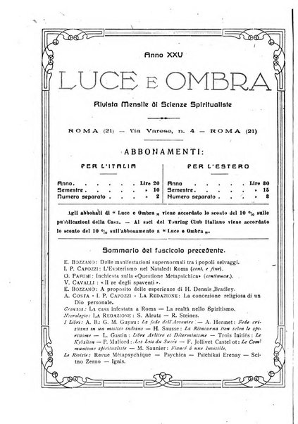 Luce e ombra rivista mensile illustrata di scienze spiritualistiche