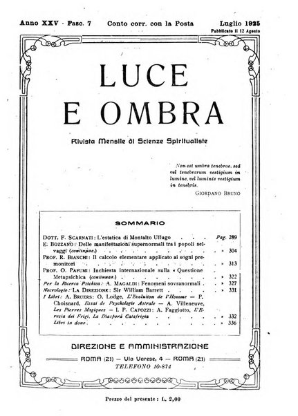 Luce e ombra rivista mensile illustrata di scienze spiritualistiche