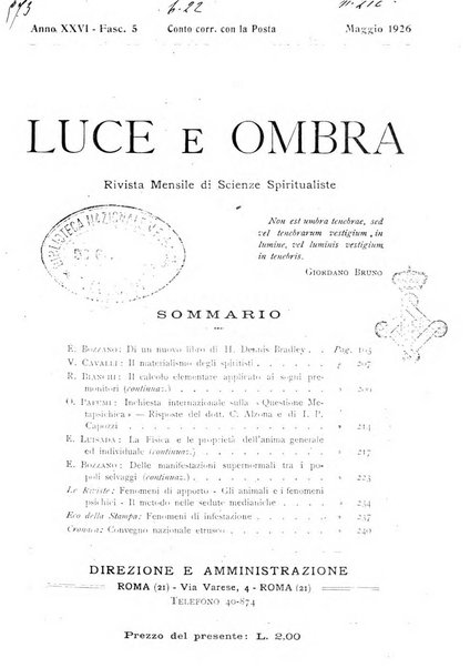 Luce e ombra rivista mensile illustrata di scienze spiritualistiche